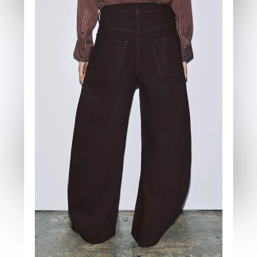 Zara NWT ZW Collection mid rise balloon jeans 8246/247
